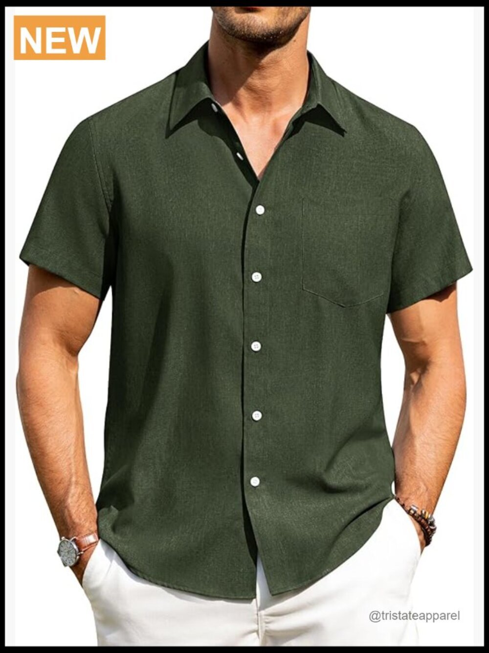Linen Short Sleeve Button Down Shirt Wrinkle Free Casual Summer Top